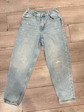 H&M Light Blue Elastic Waist Distressed Jeans